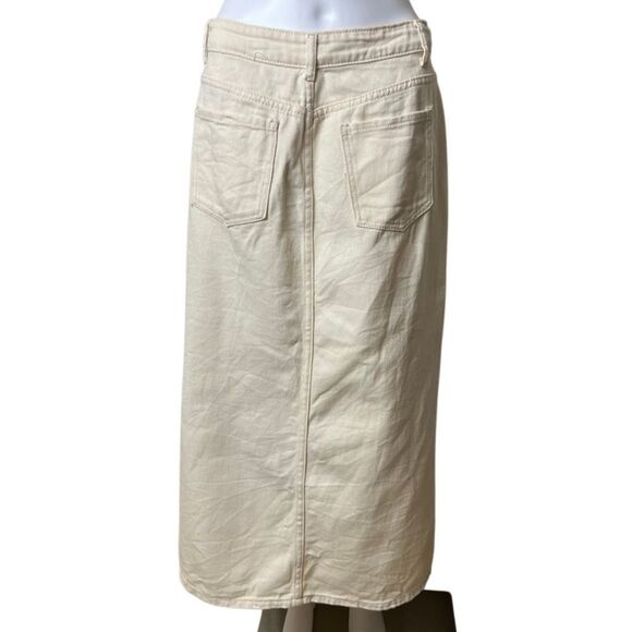 Dazy Cream Midi Skirt with Front Slit Large - Picture 2 of 3